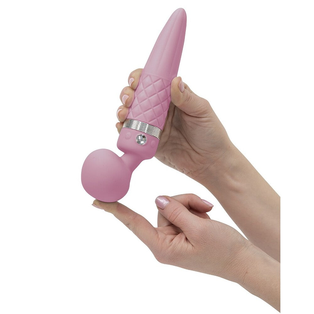 The Pillow Talk Sultray Wand Massager, a sleek and modern personal massager in a muted tone.