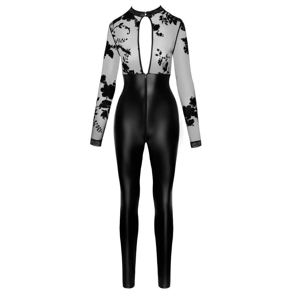 Noir jumpsuit in dark fabric, a stylish and fantasy-inspired one-piece outfit.