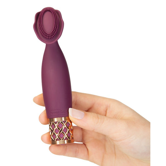 A lipstick-shaped, dark pink mini vibrator from bms enterprises, for discreet pleasure.