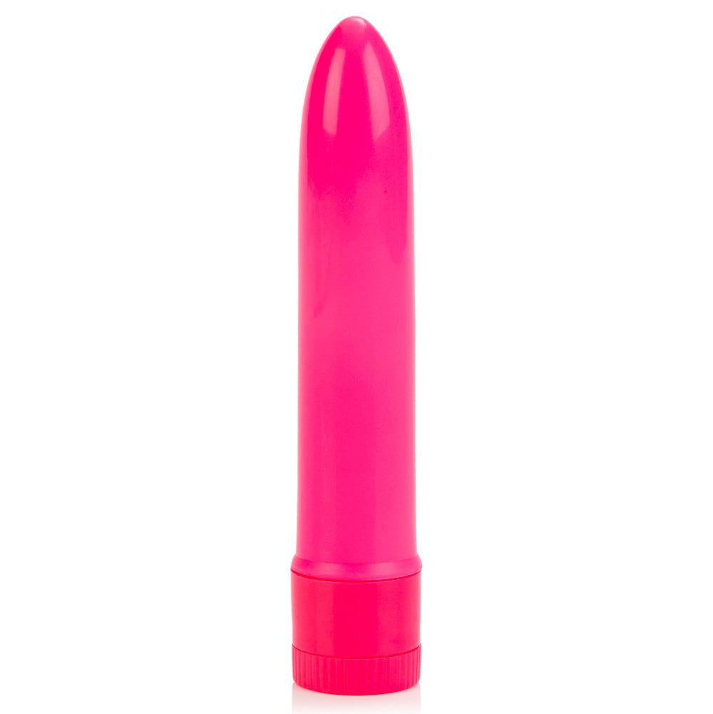 Neon pink mini vibrator, multi-speed, for personal pleasure, by california exotic.