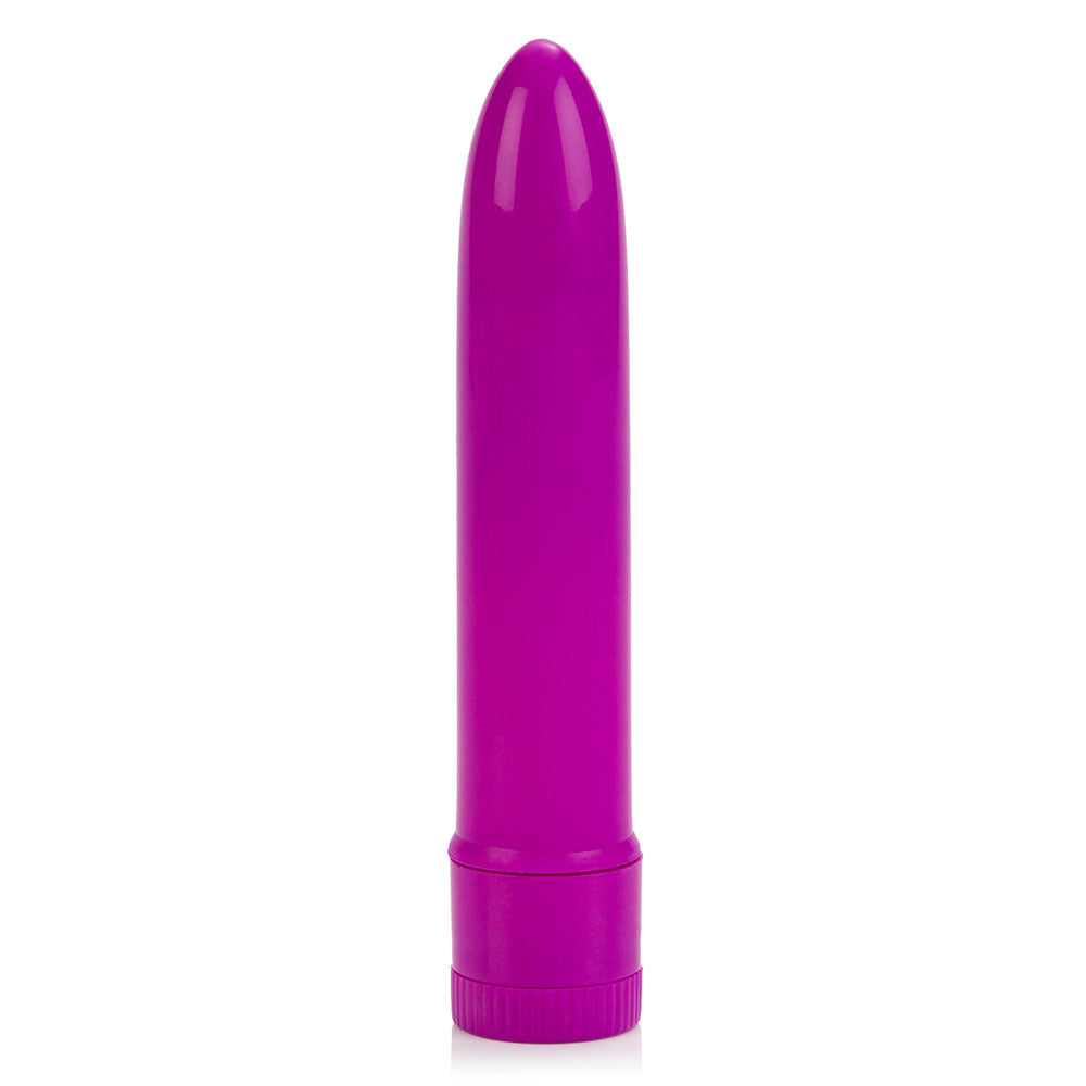 Neon purple mini vibrator with multiple speeds for personal pleasure.
