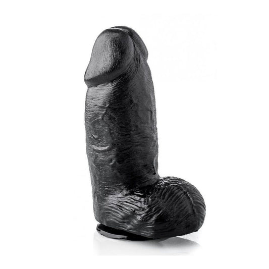 A large, grey, textured 'super mike' style dildo, made of smooth hardastic material.