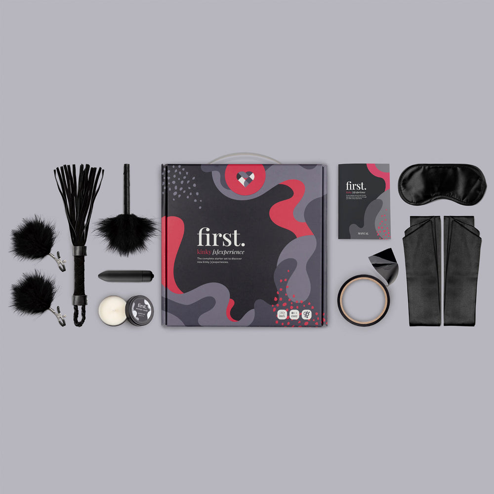 The "First Kinky Sexperience" starter kit, a collection of sex toys for beginners.
