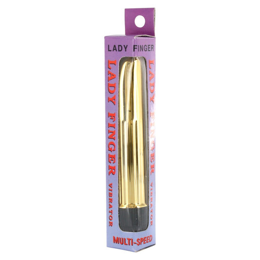 Seven Creations lady finger mini vibrator in gold colour with a smooth finish.