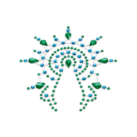 Green nipple and vagina pasties, subtle body jewellery for a playful, confident look.