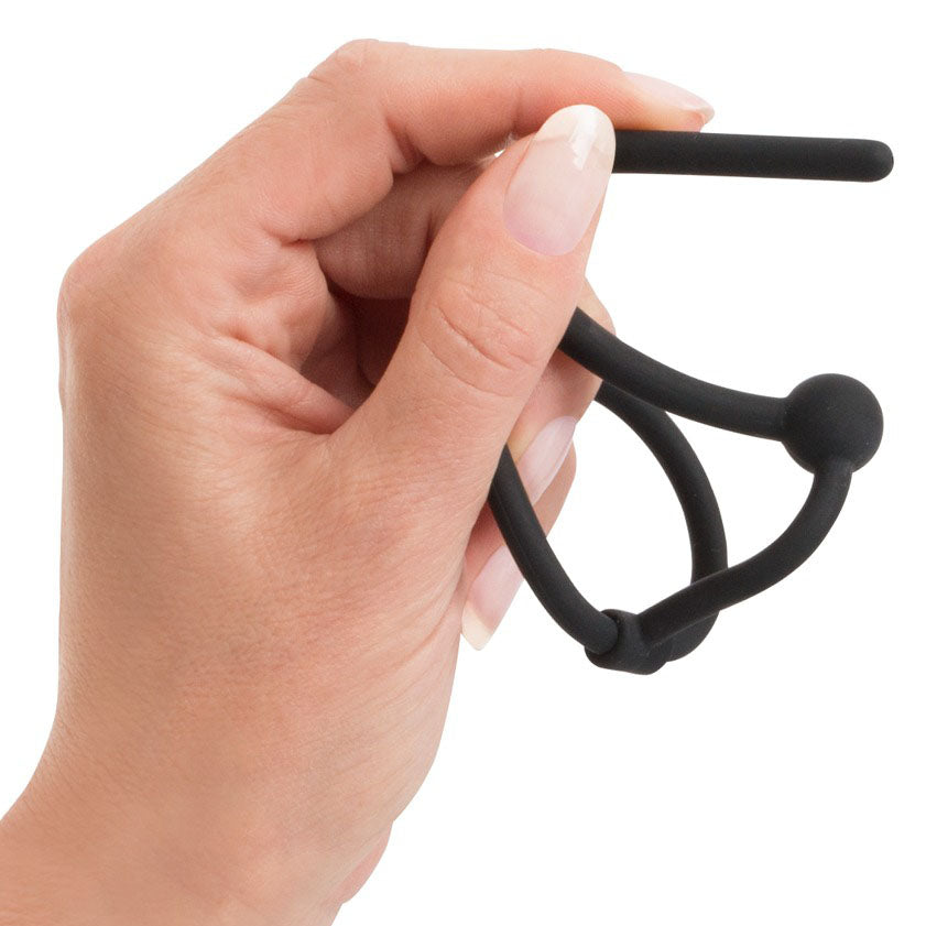 You2Toys penis plug for urethral sounding play, including a glans ring for added sensation.
