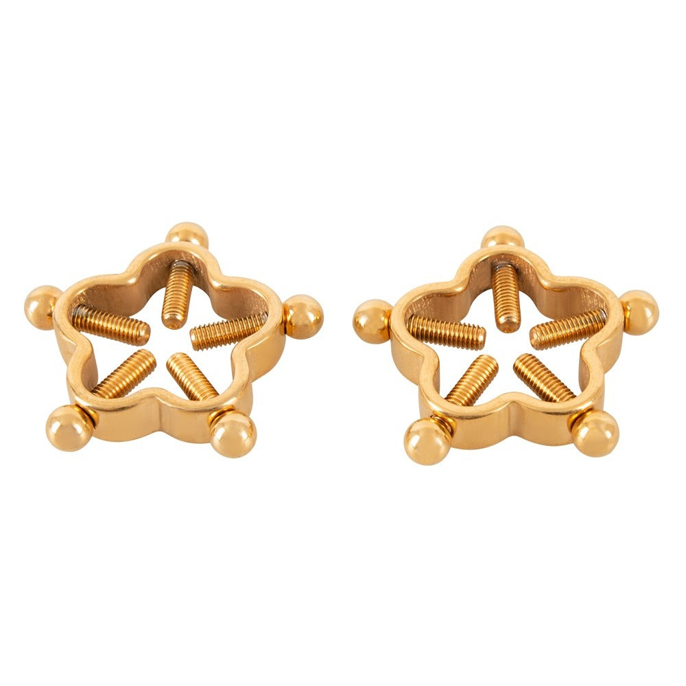 Bad Kitty golden flower nipple jewellery, a sparkly and playful body adornment.