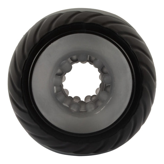 vibrating donut masturbator from you2toys, ribbed pink silicone with a textured finish