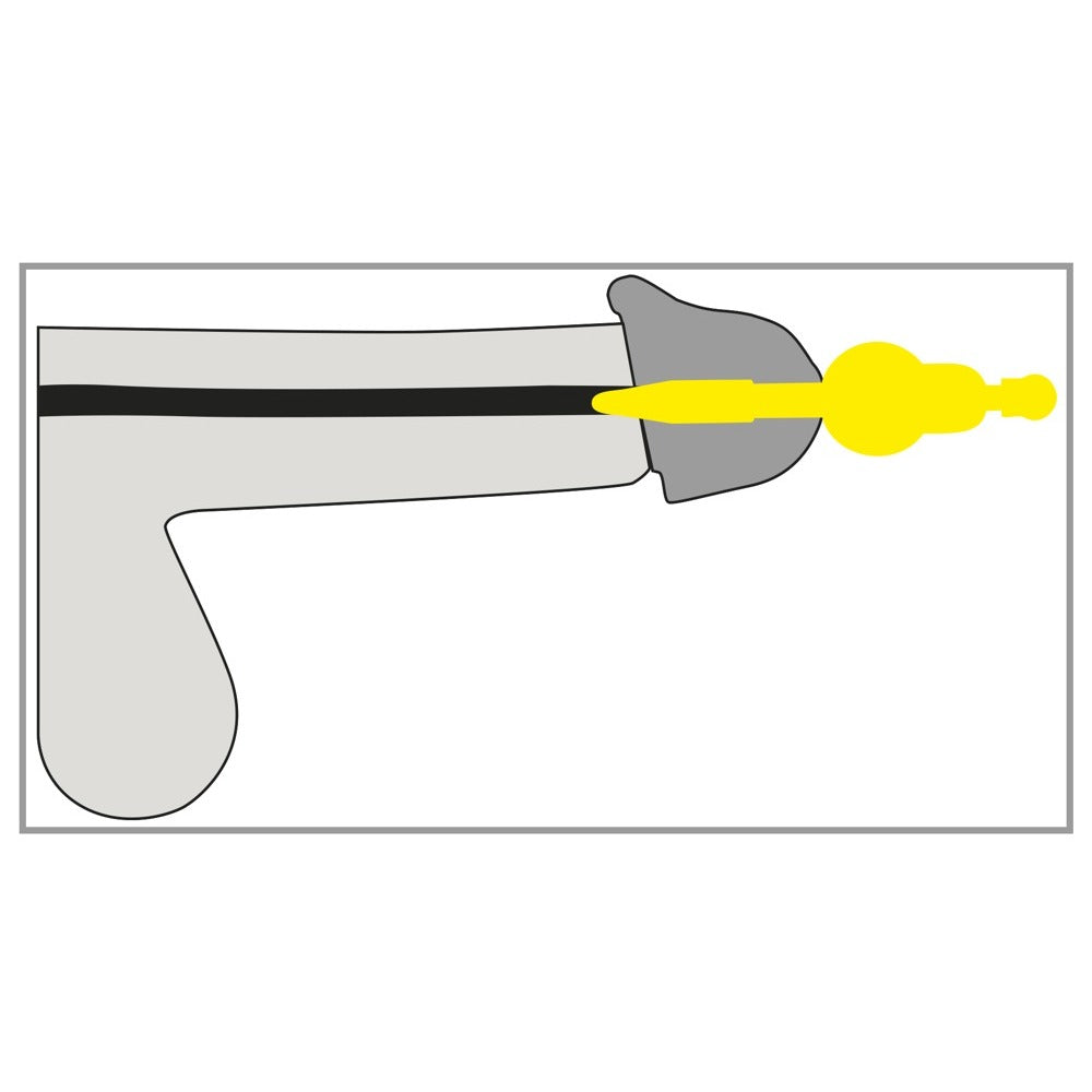 A vibrating penis plug from You2Toys for cock and ball bondage play, silver finish.