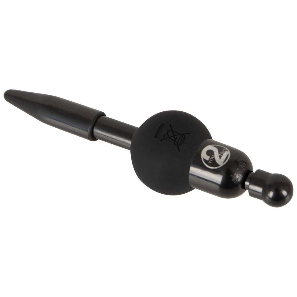 Silver-tone vibrating penis plug for cock and ball bondage play, you2toys product
