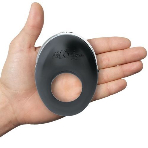 The hot octopuss atom rechargeable vibrating cock ring, a love ring vibrator in black.