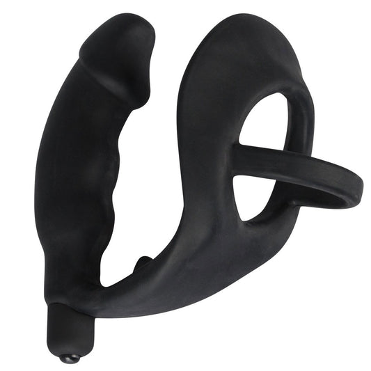 black velvet cock ring with vibrating anal plug for prostate stimulation by you2toys