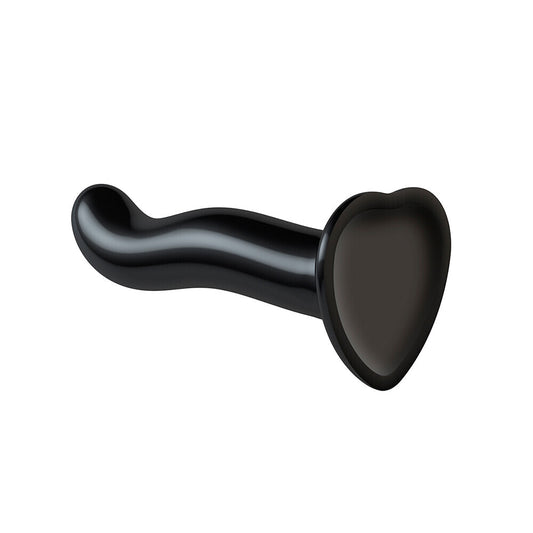 Black, large, curved prostate and g-spot dildo from Strap On Me, textured for pleasure.