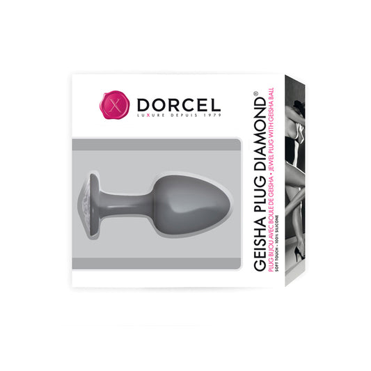 Dorcel medium geisha butt plug in black with a dazzling diamond accent, for pleasure.