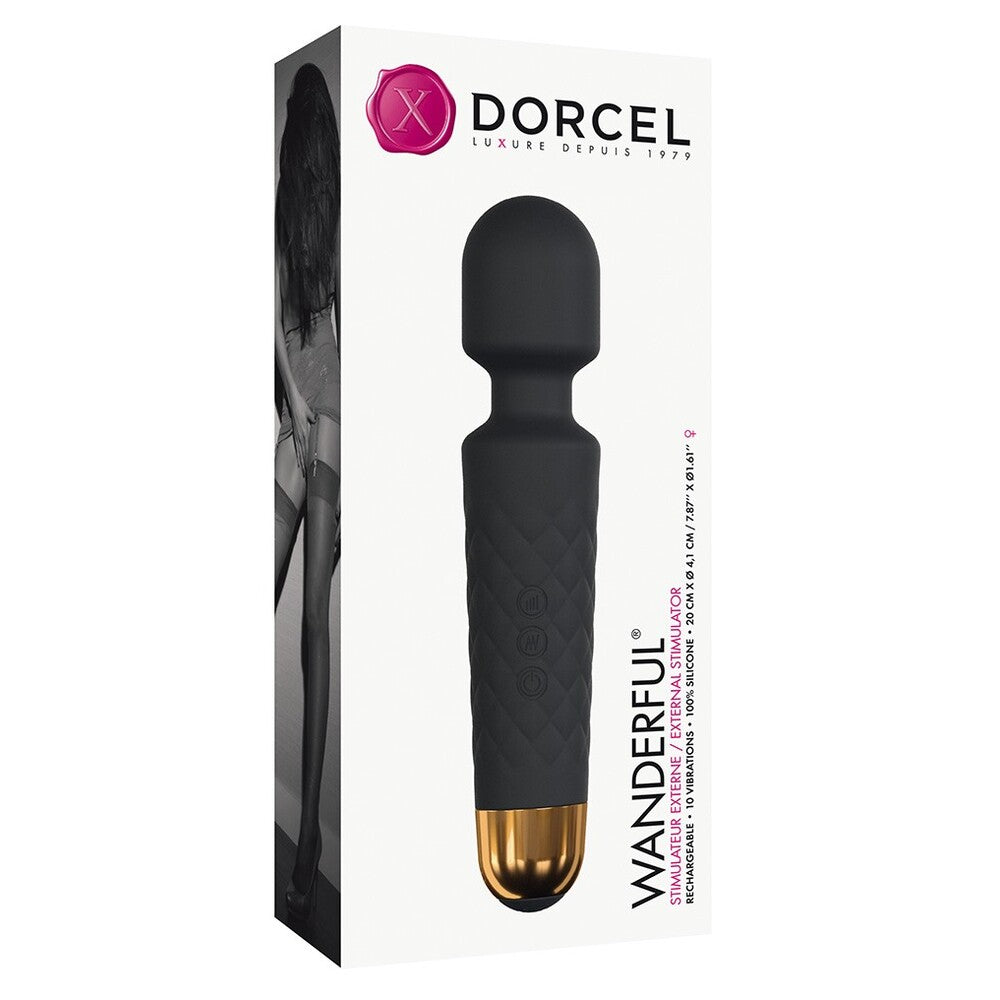 Dorcel wanderful wand in black: a sleek and powerful personal massager.