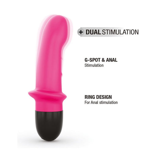 Dorcel mini lover 2 pink vibrator, a rechargeable pleasure toy, close-up view.
