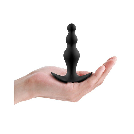 Graduated set of medium-sized anal beads in a smooth, polished finish for training.