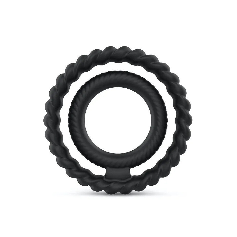 Dorcel dual cock ring in black, offering enhanced pleasure and support during lovemaking.