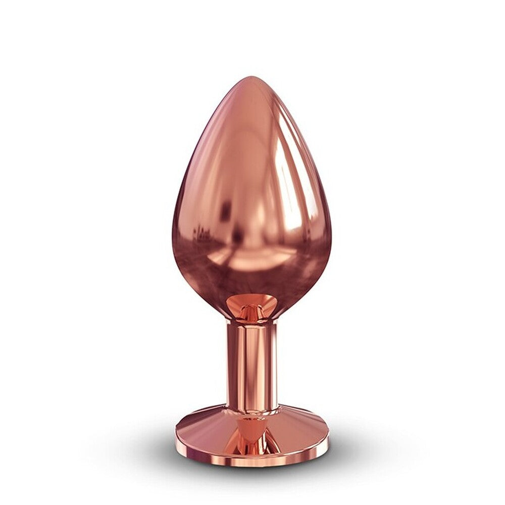 Rose gold Dorcel butt plug with diamond-like gem, medium size for intimate play.
