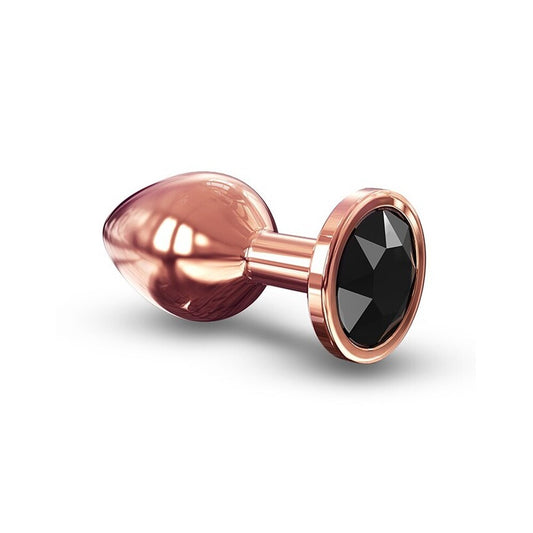 Rose gold coloured, medium sized butt plug with a diamond style base.