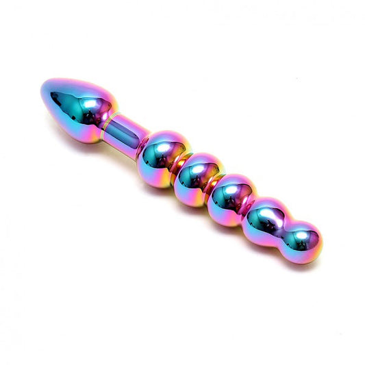 Multi-coloured glass anal probe, the 'laila' from rimba. Sensual and smooth finish.