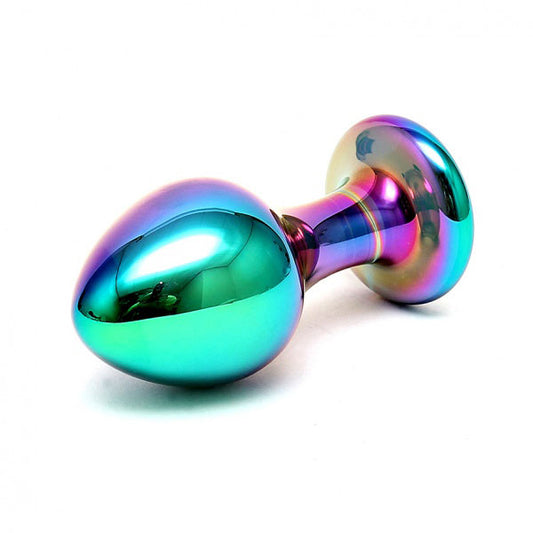 Multi-coloured glass anal dildo from Rimba, featuring a sensual, smooth finish