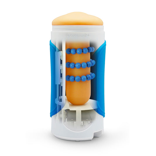 Close-up of the Autoblow 2plus Extra Tight Edition Size B vibrating masturbator, showcasing its ribbed interior.