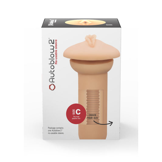 Autoblow vibrating masturbator sleeve, a realistic and textured tunnel for enhanced pleasure.
