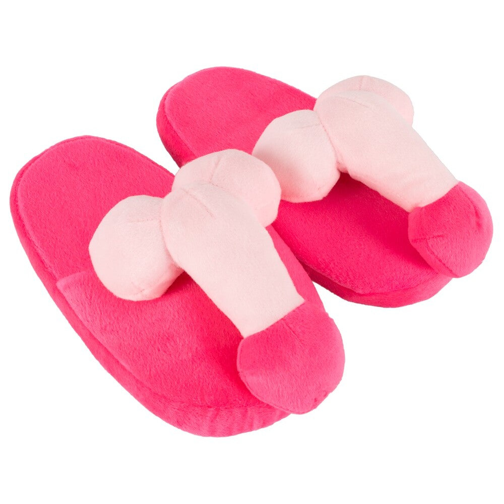 A pair of novelty pink penis slippers from you2toys, ideal for indoor lounging.