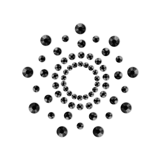 Black rhinestone pasties, body jewellery for adding a touch of sparkle and glamour.