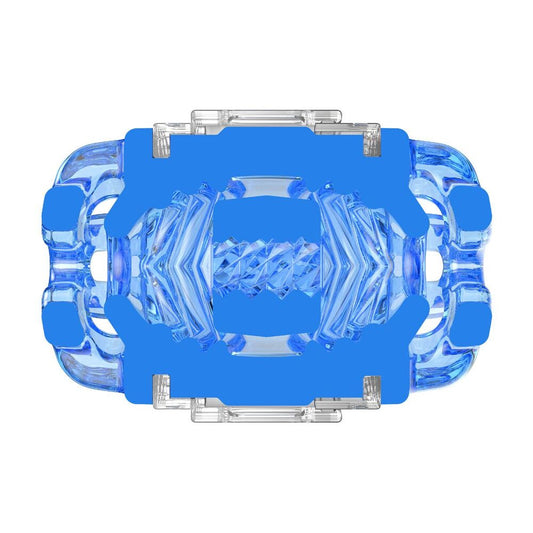 Fleshlight Quickshot Turbo Blue Ice, a textured male masturbator sleeve in translucent blue.