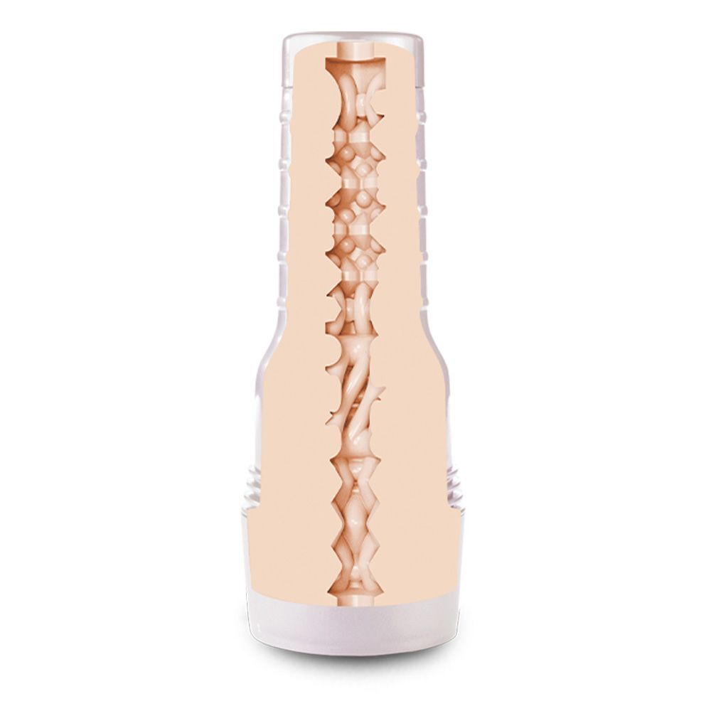Savannah Bond Fleshlight Girls masturbator, flesh-toned, textured interior, designed for male pleasure and personal hygiene.