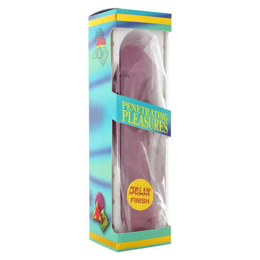 Seven Creations purple jelly dong, a pliable and realistic penis-shaped pleasure toy.