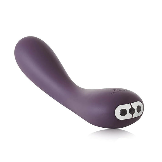 Purple g-spot vibrator, smooth finish, gently curved for targeted pleasure, a luxurious treat.