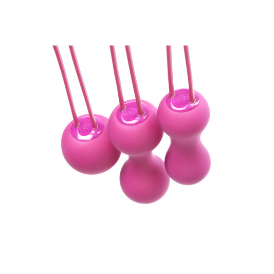 Fuchsia coloured je joue ami kegel balls for pelvic floor exercise and strength training.
