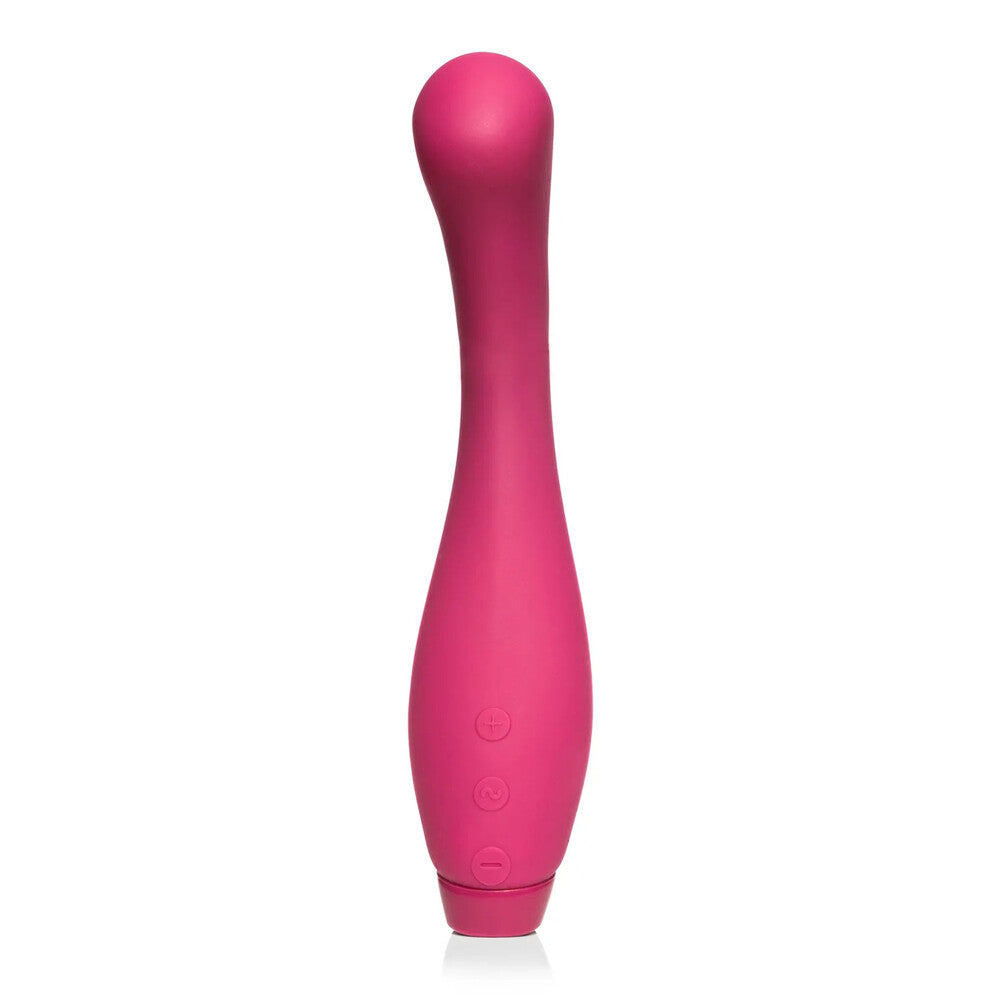 A smooth, curved g-spot vibrator in a sleek, ergonomic design for targeted pleasure.