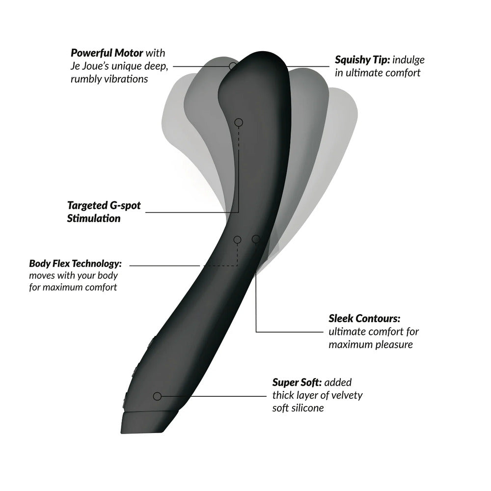 Sleek, flexible g-spot vibrator in a smooth, body-safe material for targeted pleasure.