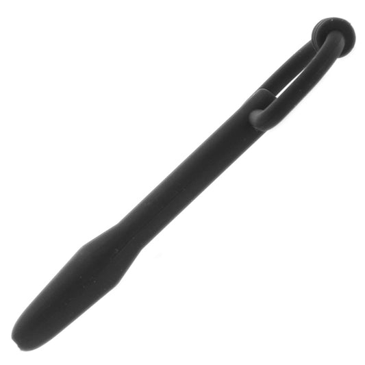 master series silicone cumthru dring penis plug, medical instrument with a smooth finish.