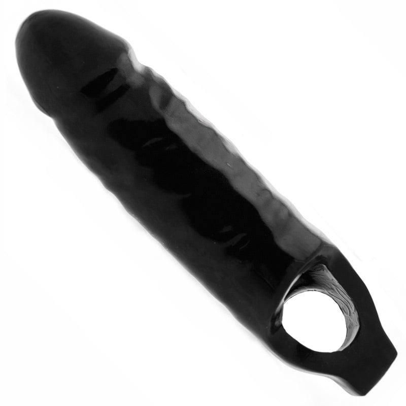 Master Series xl black mamba penis sleeve, a textured black penis extender.