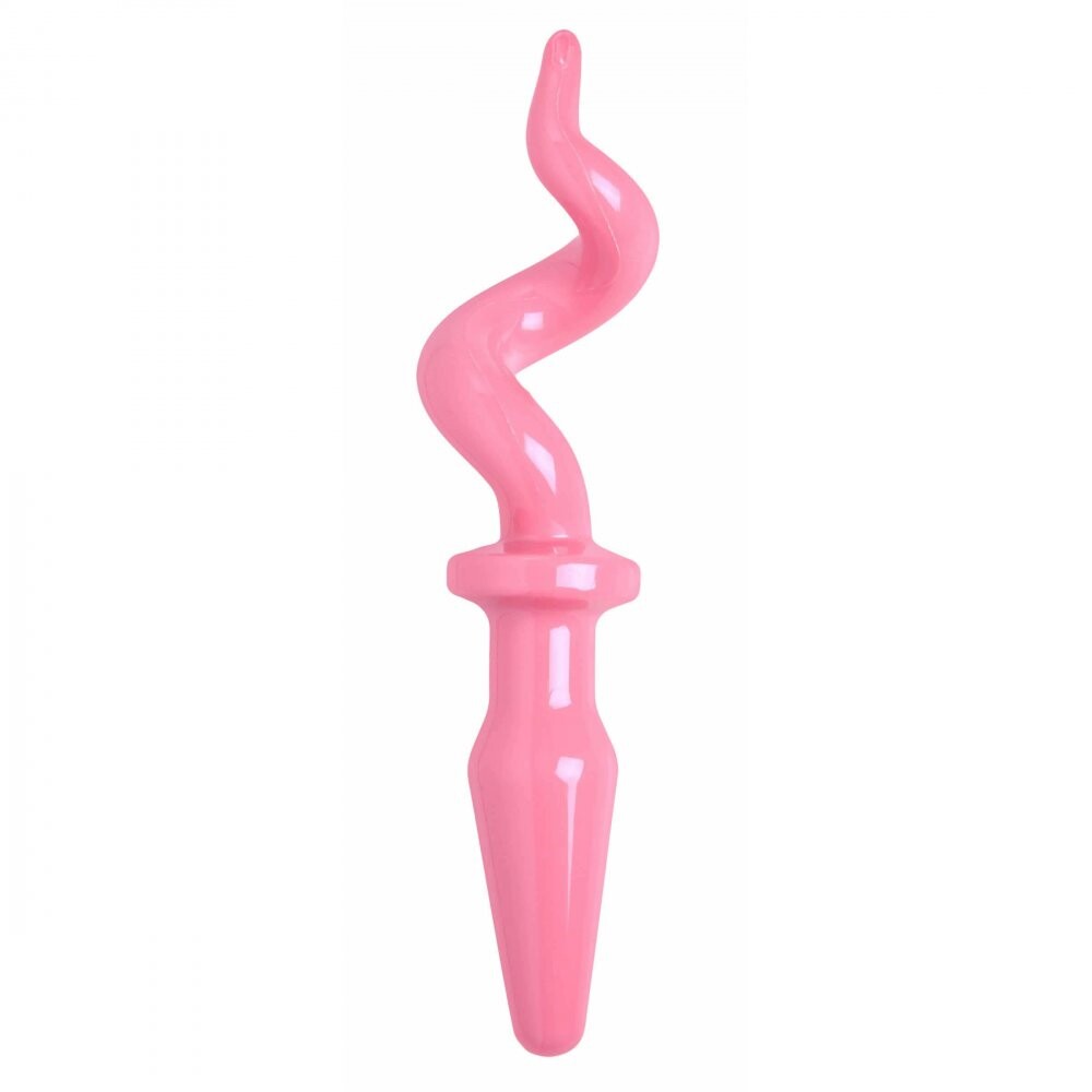 Pig tail butt plug in a vibrant pink colour, a saucy addition to your playtime.