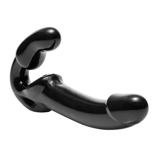 Revolver strapless strap on g-spot dildo, dark coloured, for hands-free intimate play