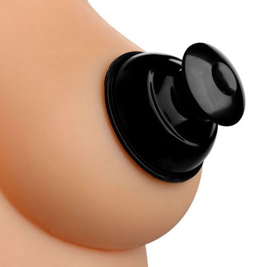Pair of clear, extreme suction silicone nipple pump plungers designed for female use.