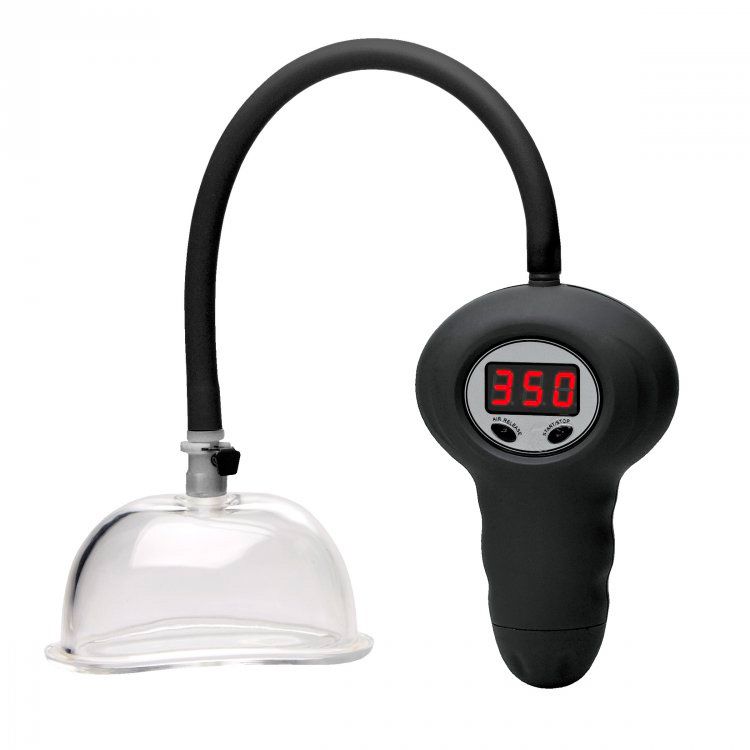 The size matters digital pussy pump from XR Brands: a clear female pump for pleasure.