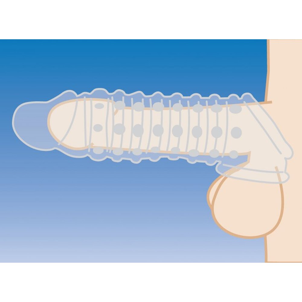 clear, soft penis enhancer sleeve from Size Matters, adding 1.5 inches of length