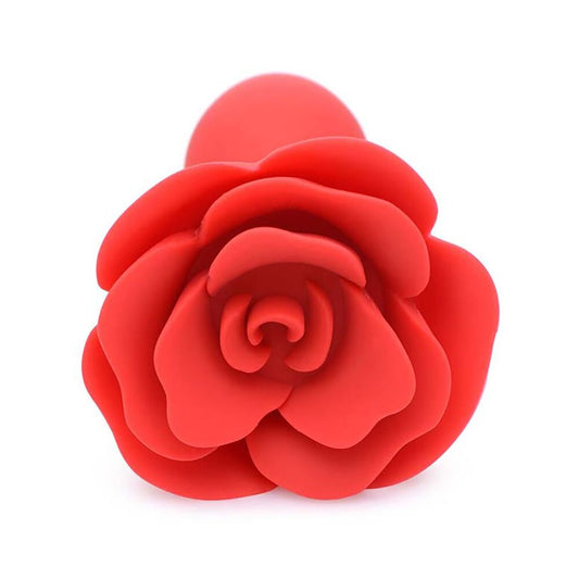 Rose-shaped anal plug from Master Series, a delightful booty bloom in smooth, rosy silicone.