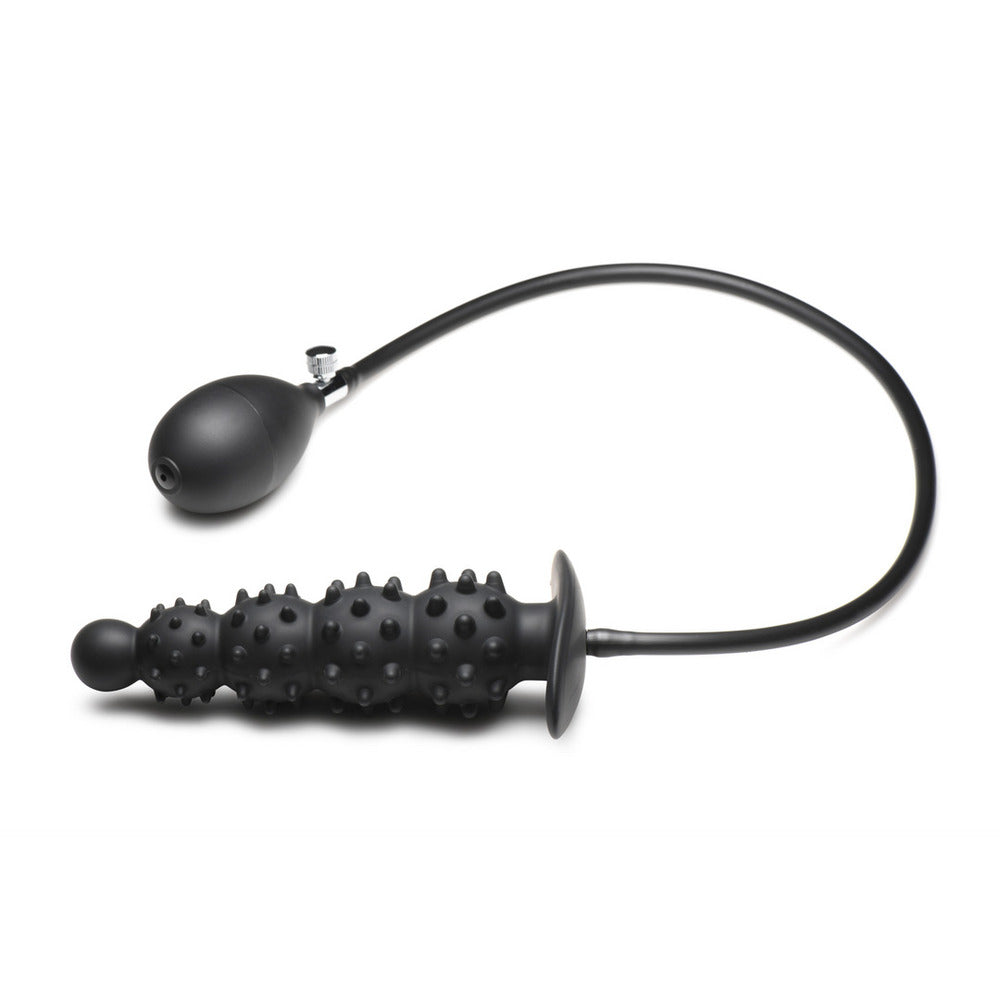 master series ass puffer nubbed inflatable anal plug, grey and shiny for added pleasure.