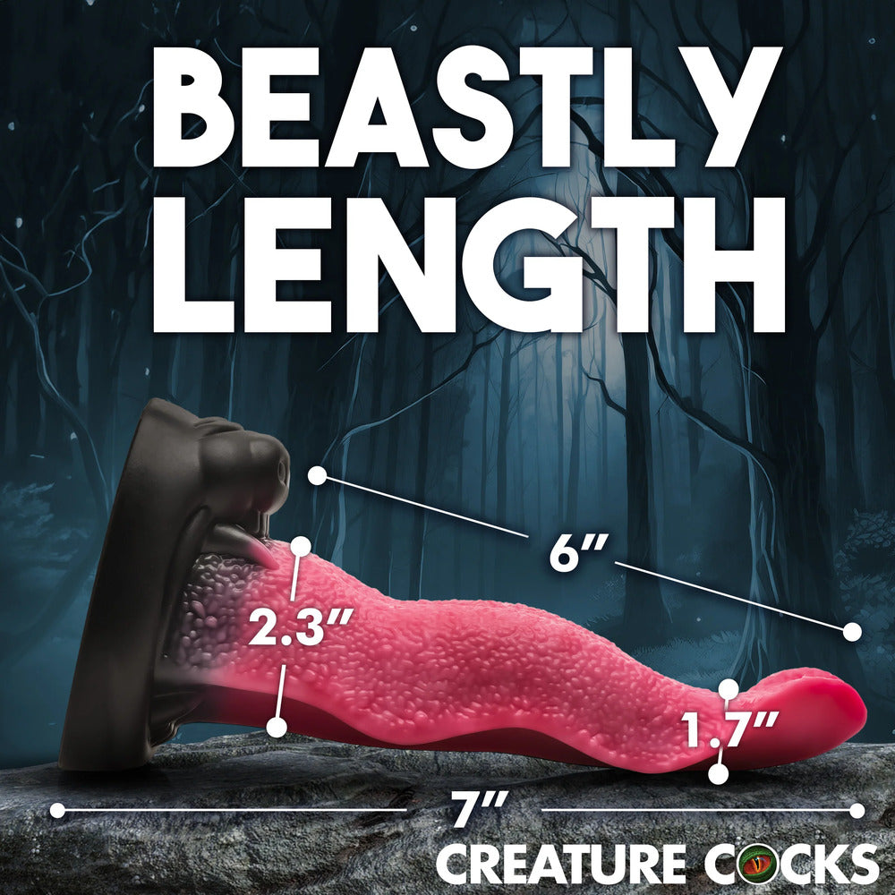 Textured wolf's head silicone dildo with realistic maw detail, a unique adult novelty.