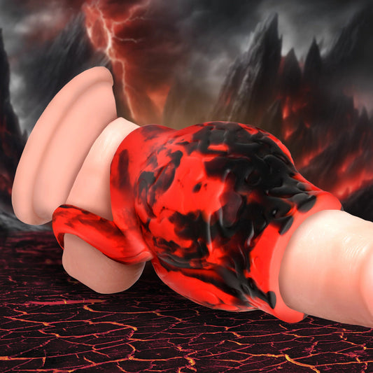 Hell Hound love ring in silicone, a ribbed girth enhancer for increased pleasure.