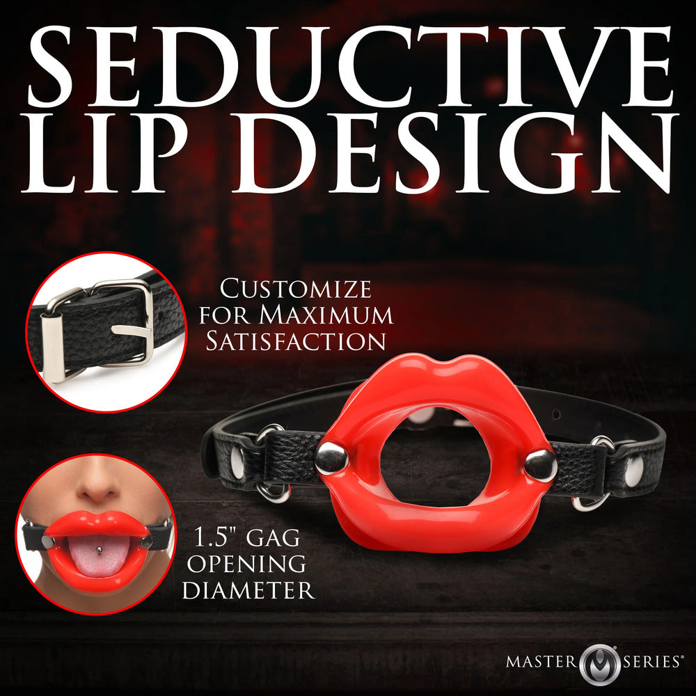 red, juicy lips open mouth gag made of silicone, a playful novelty item