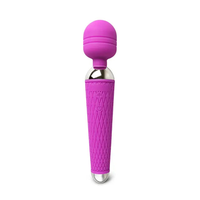 Purple rechargeable magic wand massager with multiple speed settings for personal use
